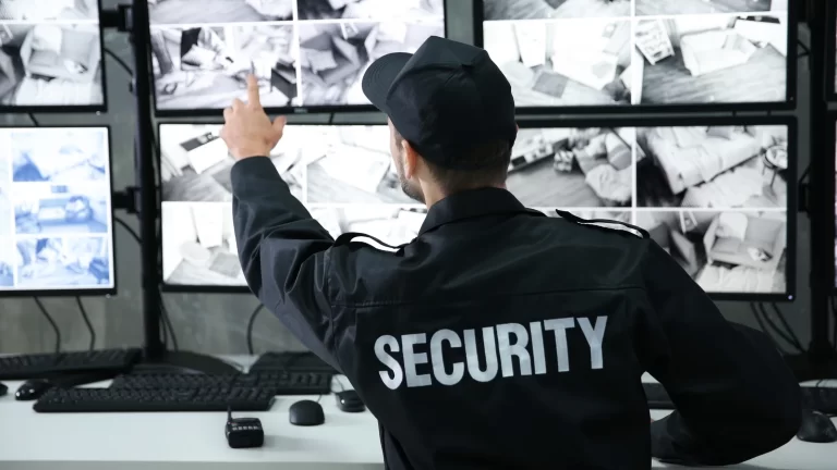 Security guard monitoring CCTV