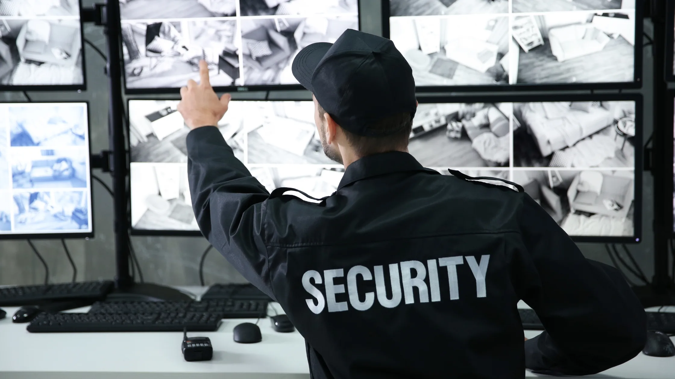 Security guard monitoring CCTV